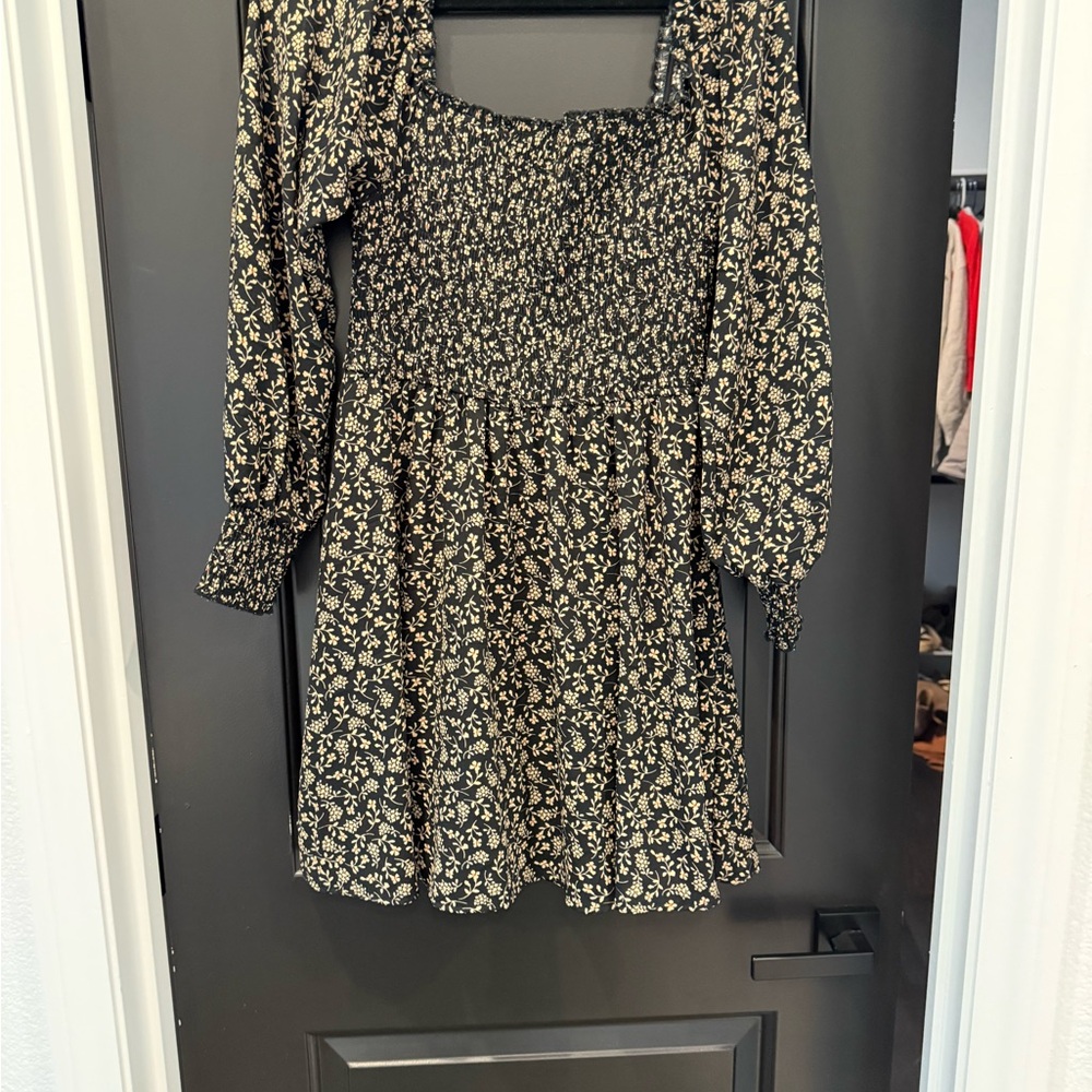 Nordstrom Black and Cream Floral Dress